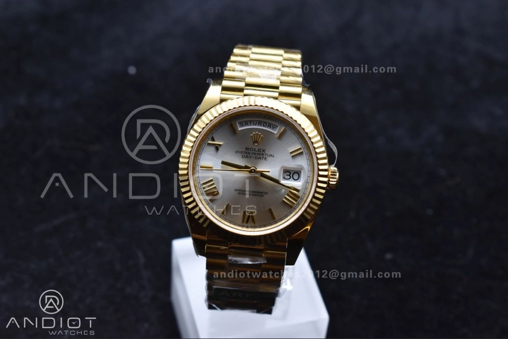 Day Date 40 YG 228238 ARF 1:1 Best Edition Silver Roman Dial On President Bracelet VR3255 (Gain Weight) ZeroBulk 664