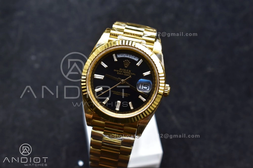 Day Date 40 YG 228238 THBF 1:1 Best Edition Black Crystal Dial on President Bracelet VR3255 (Gain Weight) RelaxedFit 660