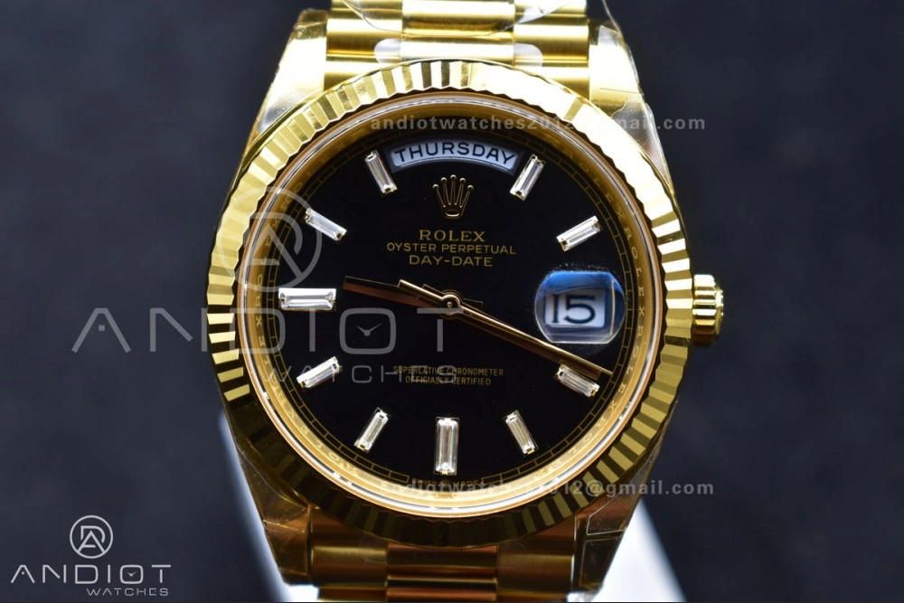 Day Date 40 YG 228238 THBF 1:1 Best Edition Black Crystal Dial on President Bracelet VR3255 (Gain Weight) RelaxedFit 660