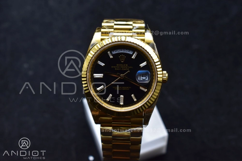 Day Date 40 YG 228238 THBF 1:1 Best Edition Black Crystal Dial on President Bracelet VR3255 (Gain Weight) RelaxedFit 660