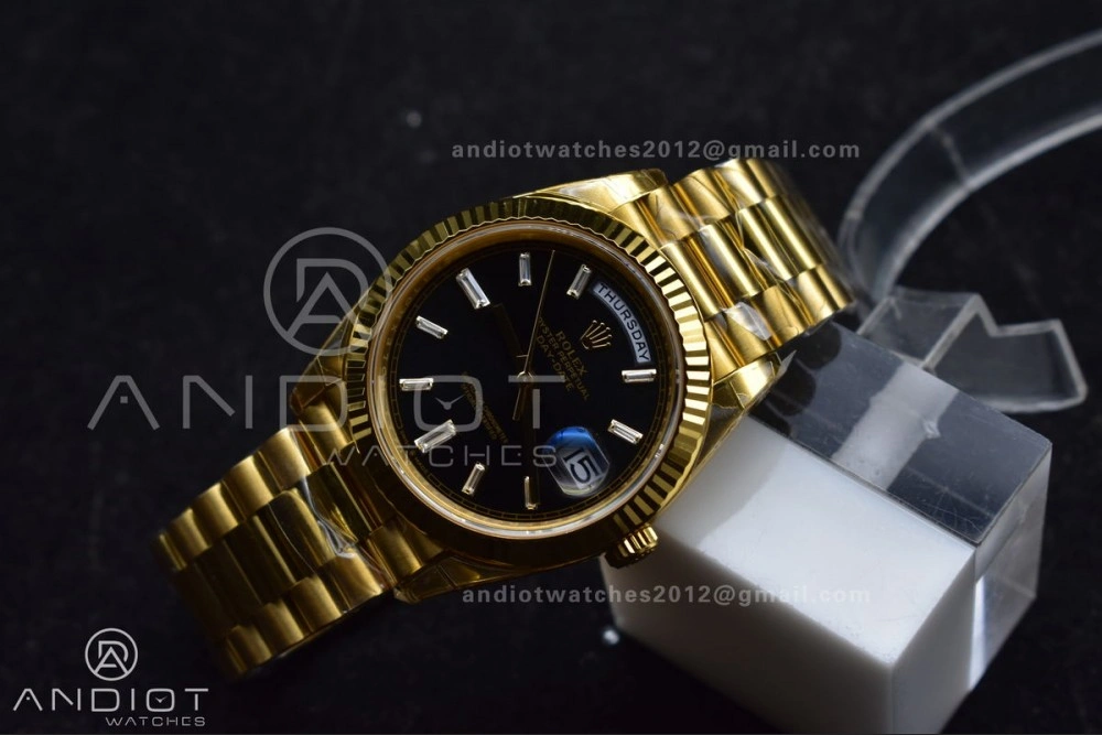 Day Date 40 YG 228238 THBF 1:1 Best Edition Black Crystal Dial on President Bracelet VR3255 (Gain Weight) RelaxedFit 660