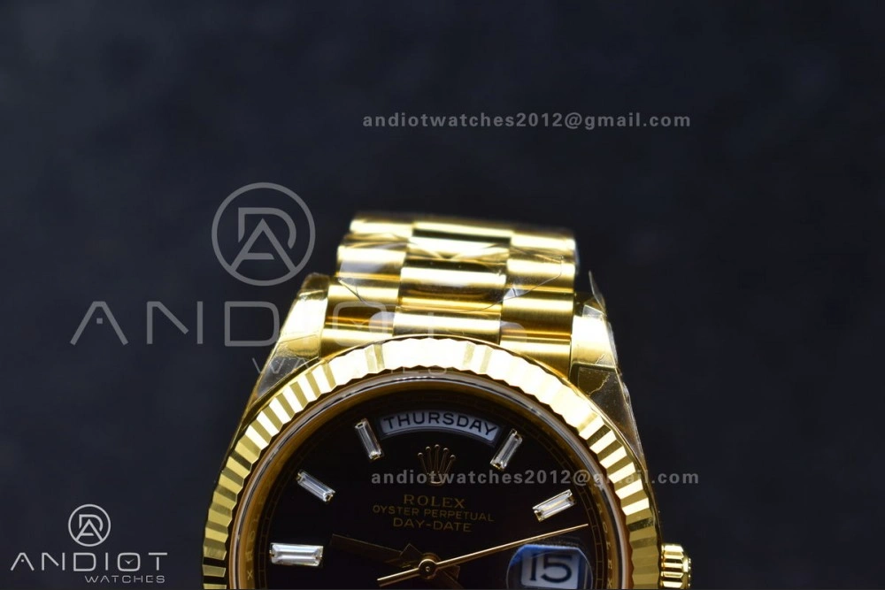Day Date 40 YG 228238 THBF 1:1 Best Edition Black Crystal Dial on President Bracelet VR3255 (Gain Weight) RelaxedFit 660