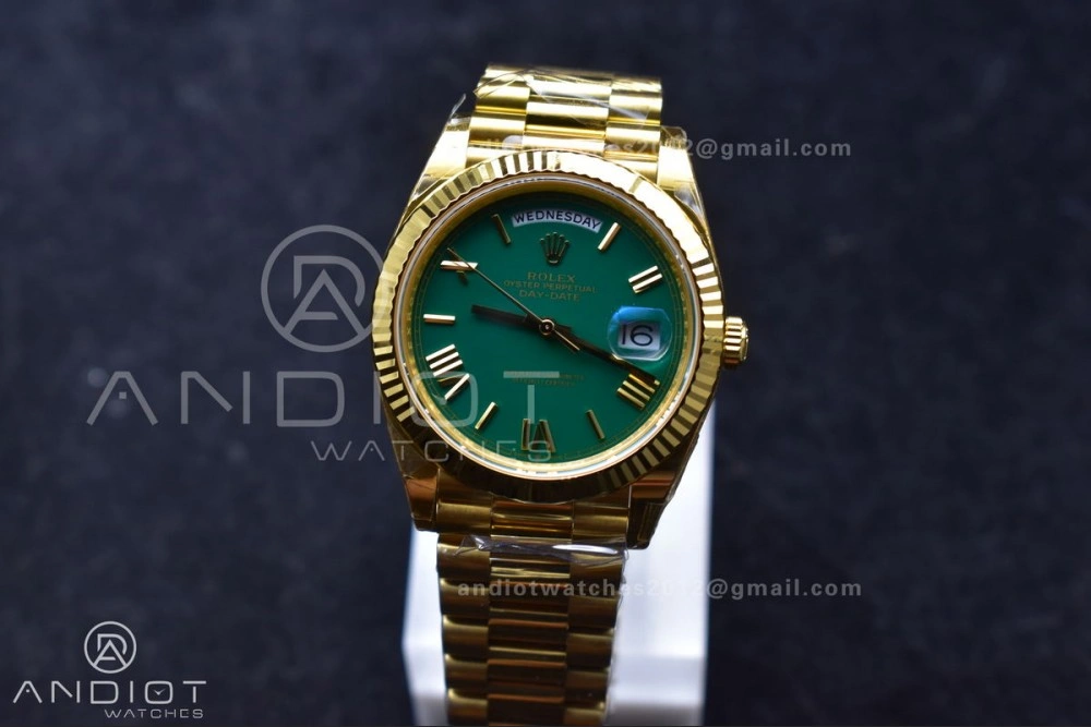 HighQuality Day Date 40 YG 228238 THBF 1:1 Best Edition Green Roman Dial on President Bracelet VR3255 (Gain Weight) 669