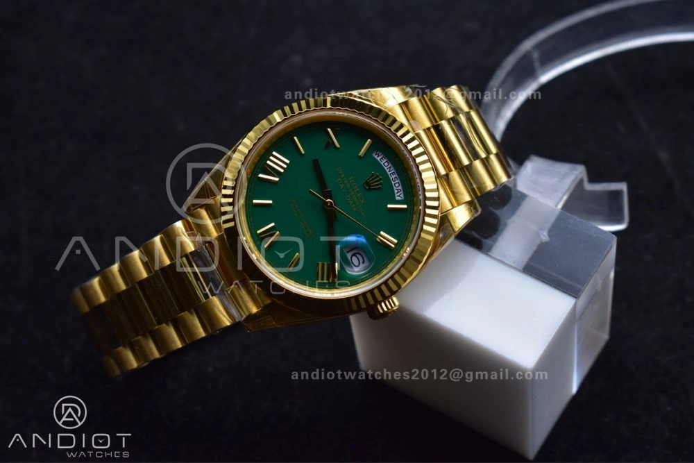 HighQuality Day Date 40 YG 228238 THBF 1:1 Best Edition Green Roman Dial on President Bracelet VR3255 (Gain Weight) 669