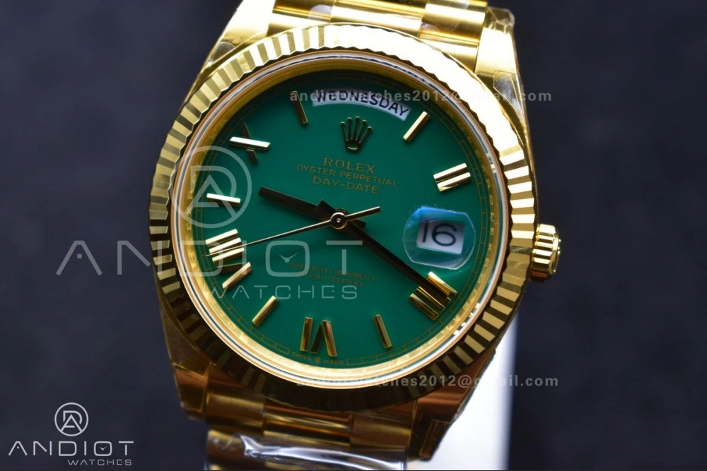 HighQuality Day Date 40 YG 228238 THBF 1:1 Best Edition Green Roman Dial on President Bracelet VR3255 (Gain Weight) 669