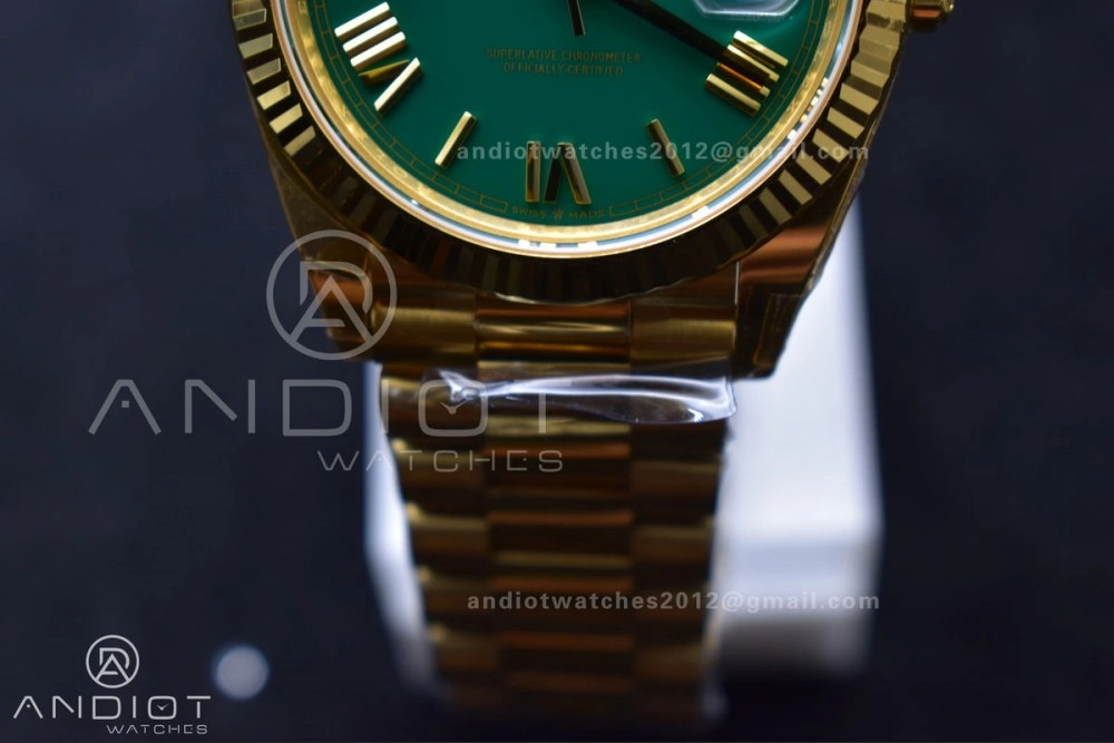 HighQuality Day Date 40 YG 228238 THBF 1:1 Best Edition Green Roman Dial on President Bracelet VR3255 (Gain Weight) 669
