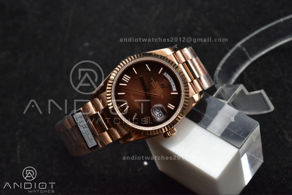 DayDate 36 RG QF Best Edition 904L Steel Brown Dial on RG President Bracelet vr3255 V5 (Gain Weight) SportInspired 665