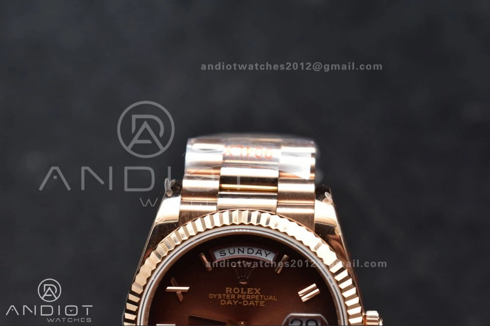 DayDate 36 RG QF Best Edition 904L Steel Brown Dial on RG President Bracelet vr3255 V5 (Gain Weight) SportInspired 665