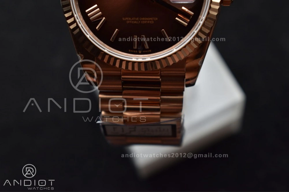 DayDate 36 RG QF Best Edition 904L Steel Brown Dial on RG President Bracelet vr3255 V5 (Gain Weight) SportInspired 665
