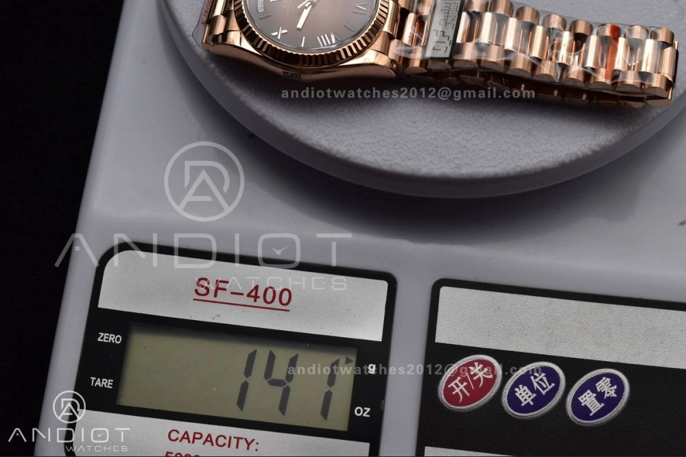 DayDate 36 RG QF Best Edition 904L Steel Brown Dial on RG President Bracelet vr3255 V5 (Gain Weight) SportInspired 665