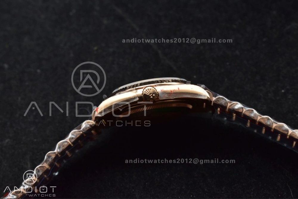 SmoothTexture DayDate 36 RG QF Best Edition 904L Steel Brown Diamond Dial on President Bracelet vr3255 V5 (Gain Weight) 678