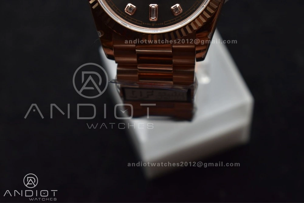 DayDate 36 RG QF Best Edition 904L Steel Grey Dial with Square Diamond on President Bracelet vr3255 V5 (Gain Weight) Original 671
