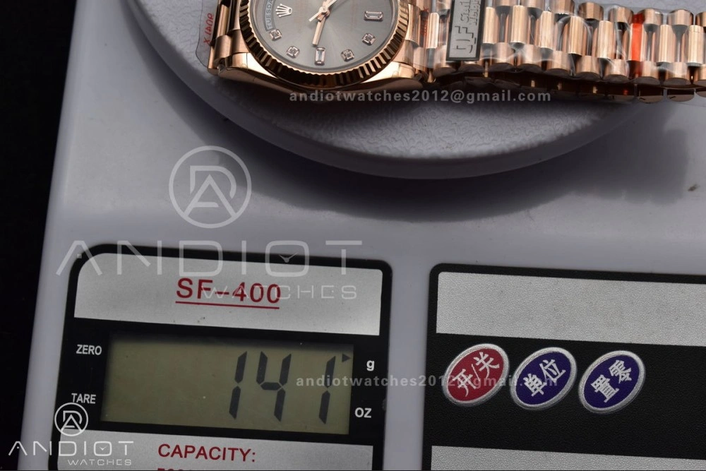 DayDate 36 RG QF Best Edition 904L Steel Grey Dial with Square Diamond on President Bracelet vr3255 V5 (Gain Weight) Original 671