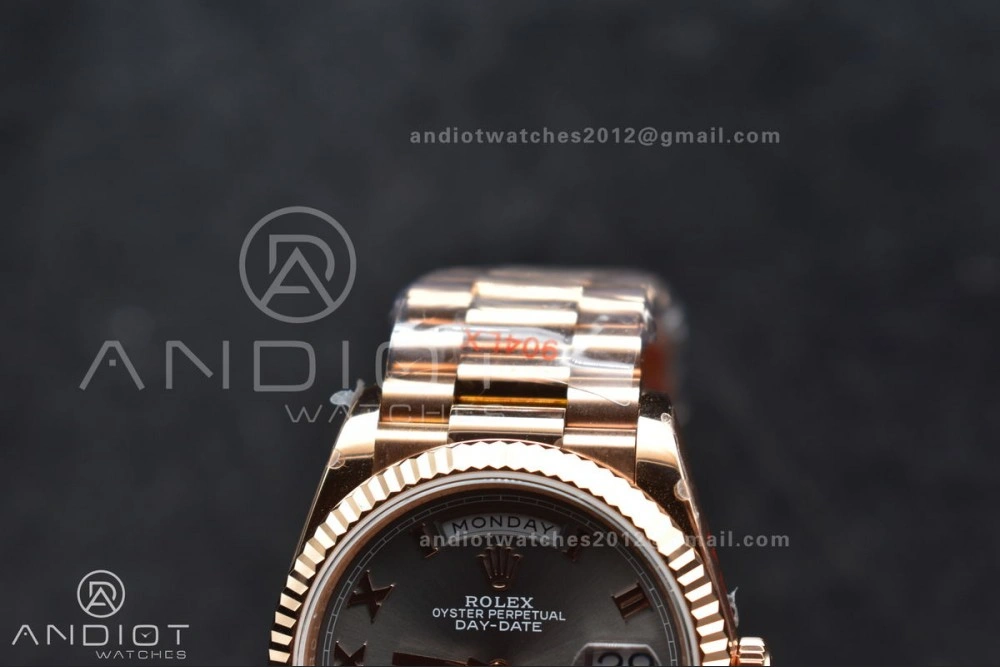 Popular DayDate 36 RG QF Best Edition 904L Steel Grey Roman Dial on President Bracelet vr3255 V5 (Gain Weight) 673