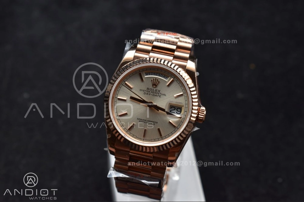DayDate 36 RG QF Best Edition 904L Steel Silver Dial on President Bracelet vr3255 V5 (Gain Weight) FastDry 670