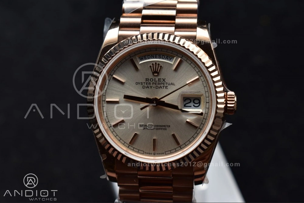 DayDate 36 RG QF Best Edition 904L Steel Silver Dial on President Bracelet vr3255 V5 (Gain Weight) FastDry 670