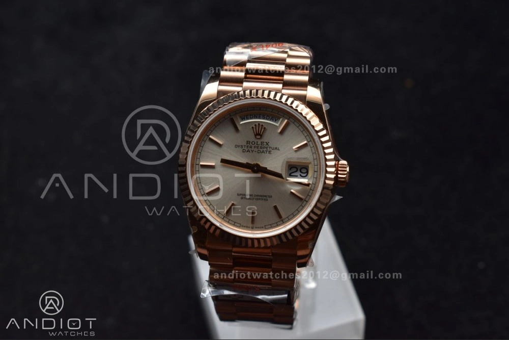 DayDate 36 RG QF Best Edition 904L Steel Silver Dial on President Bracelet vr3255 V5 (Gain Weight) FastDry 670