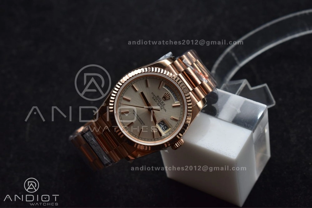 DayDate 36 RG QF Best Edition 904L Steel Silver Dial on President Bracelet vr3255 V5 (Gain Weight) FastDry 670