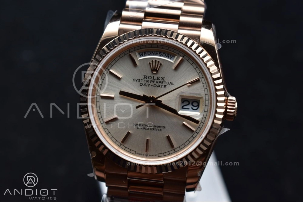 DayDate 36 RG QF Best Edition 904L Steel Silver Dial on President Bracelet vr3255 V5 (Gain Weight) FastDry 670