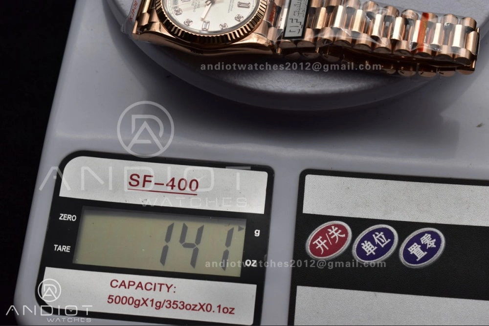 DayDate 36 RG QF Best Edition 904L Steel Silver Dial with Square Diamond on President Bracelet vr3255 V5 (Gain Weight) EasyMatch 675