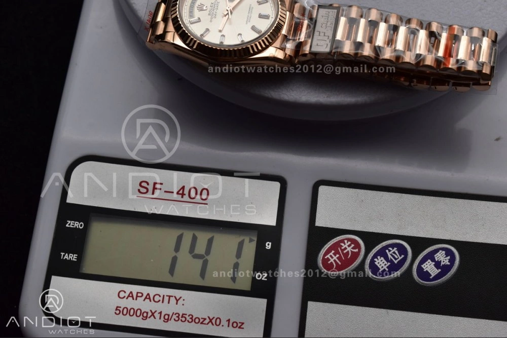 DayDate 36 RG QF Best Edition 904L Steel Silver Dial with Stick Diamond on President Bracelet vr3255 V5 (Gain Weight) Classic 674