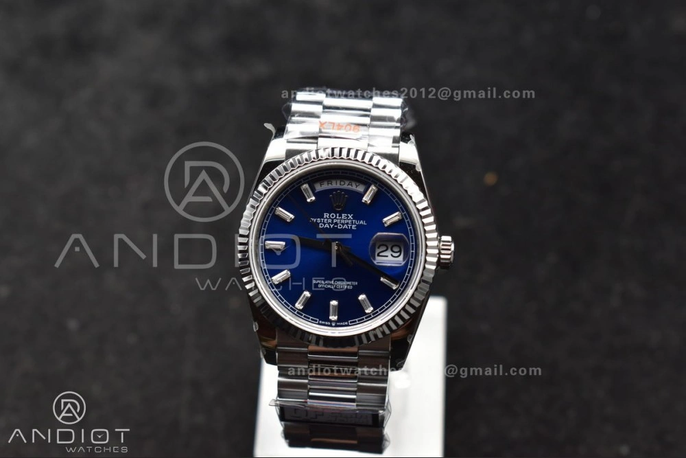 DayDate 36 SS QF Best Edition 904L Steel Blue Crystal Dial on President Bracelet vr3255 V5 (Gain Weight) Affordable 676