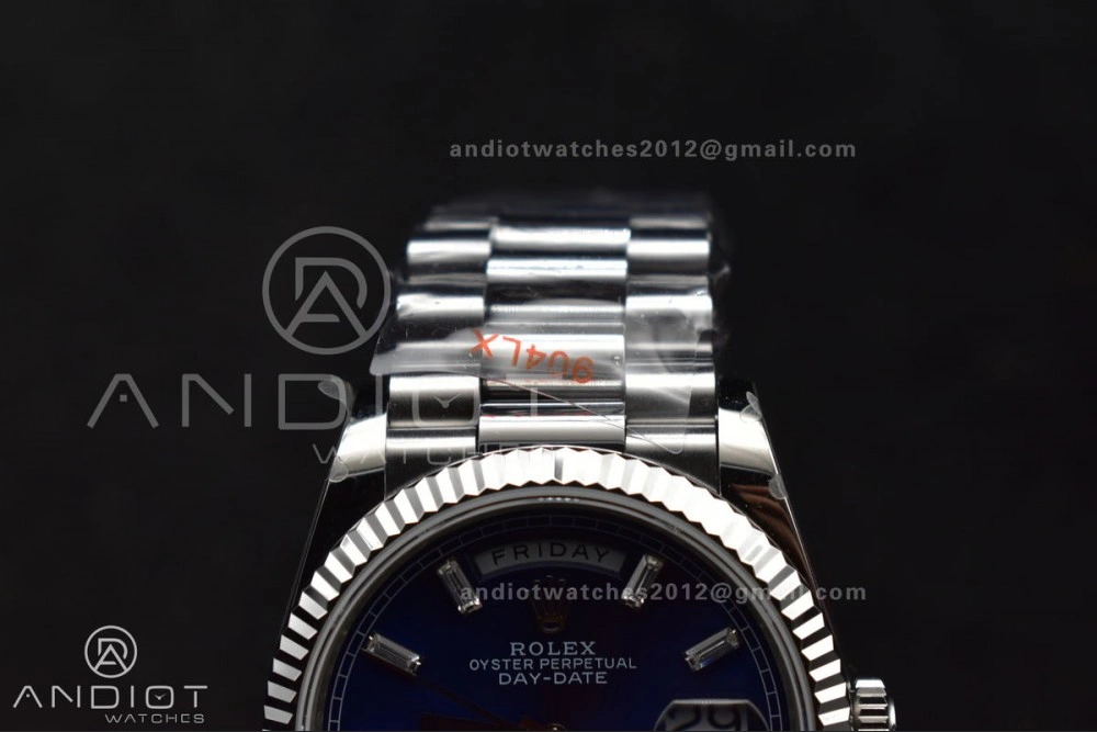 DayDate 36 SS QF Best Edition 904L Steel Blue Crystal Dial on President Bracelet vr3255 V5 (Gain Weight) Affordable 676