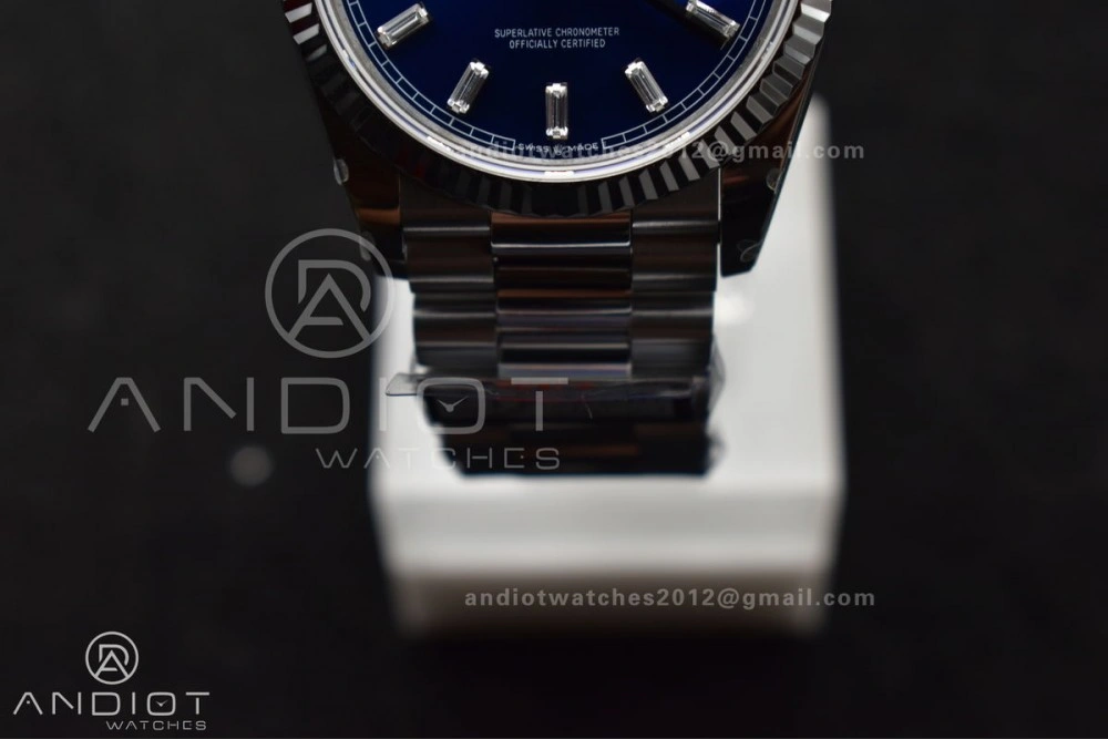 DayDate 36 SS QF Best Edition 904L Steel Blue Crystal Dial on President Bracelet vr3255 V5 (Gain Weight) Affordable 676