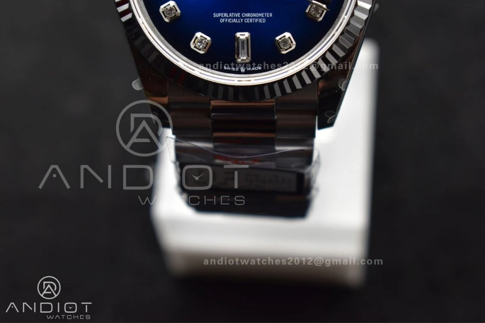 DayDate 36 SS QF Best Edition 904L Steel Blue Diamond Dial on President Bracelet vr3255 V5 (Gain Weight) FlexibleFit 677