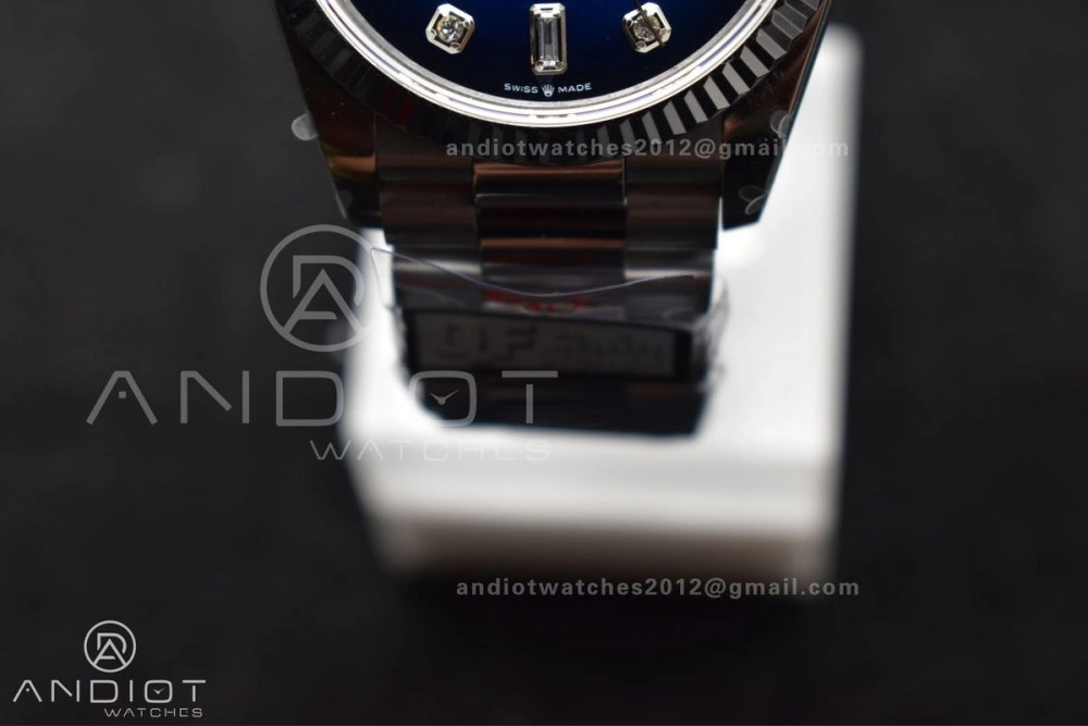 DayDate 36 SS QF Best Edition 904L Steel Blue Diamond Dial on President Bracelet vr3255 V5 (Gain Weight) FlexibleFit 677