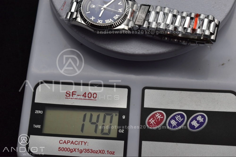 BestValue DayDate 36 SS QF Best Edition 904L Steel Blue Roman Dial on President Bracelet vr3255 V5 (Gain Weight) 679