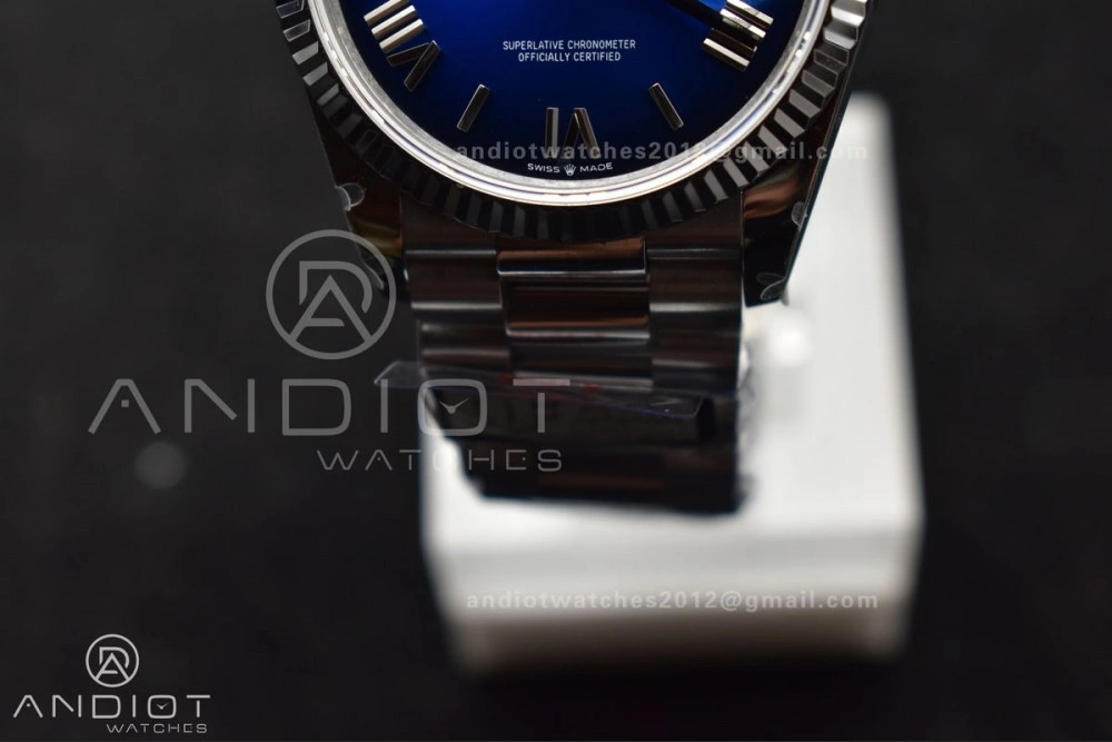 Chic DayDate 36 SS QF Best Edition 904L Steel Faded Blue Roman Dial on President Bracelet vr3255 V5 (Gain Weight) 680
