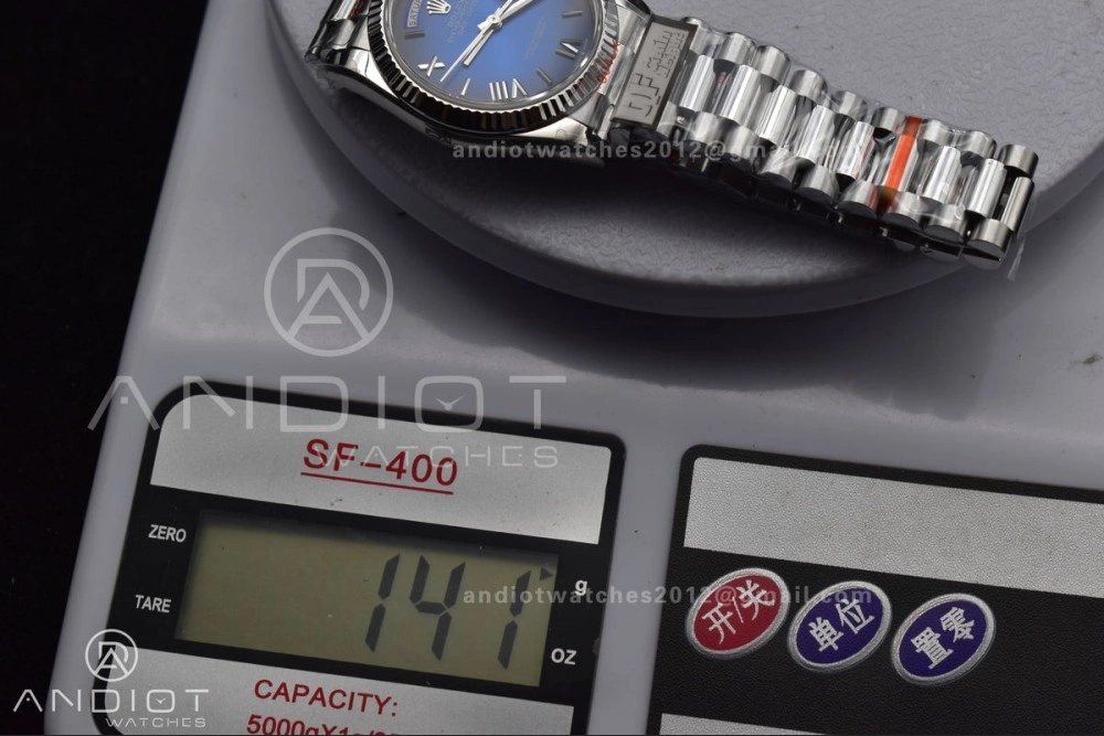 Chic DayDate 36 SS QF Best Edition 904L Steel Faded Blue Roman Dial on President Bracelet vr3255 V5 (Gain Weight) 680