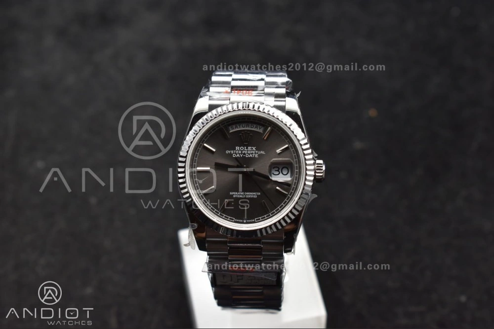 DayDate 36 SS QF Best Edition 904L Steel Grey Dial on President Bracelet vr3255 V5 (Gain Weight) DailyWear 683
