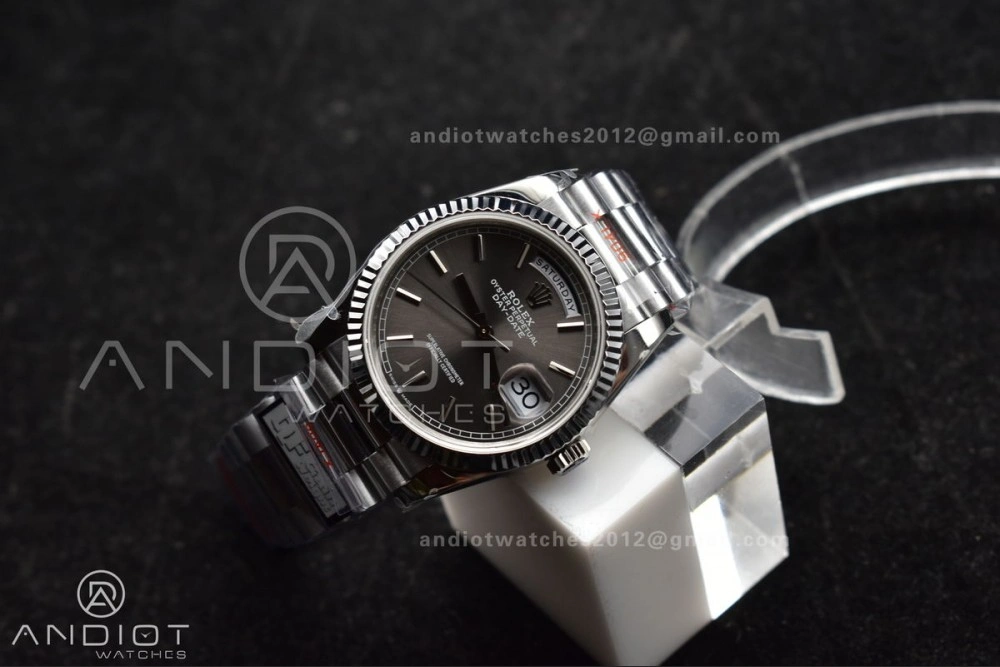 DayDate 36 SS QF Best Edition 904L Steel Grey Dial on President Bracelet vr3255 V5 (Gain Weight) DailyWear 683