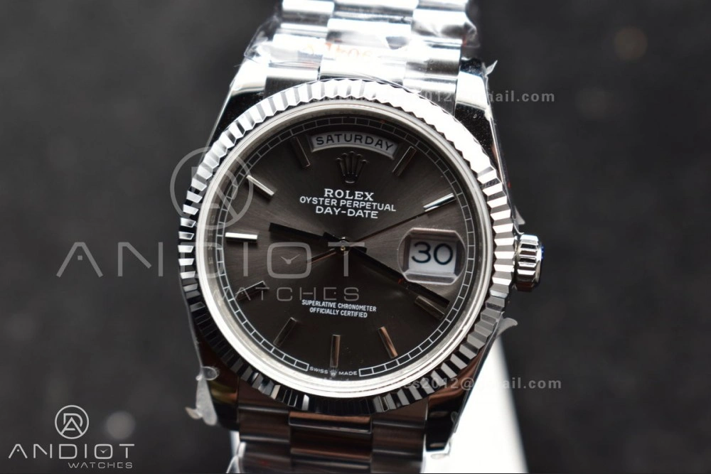 DayDate 36 SS QF Best Edition 904L Steel Grey Dial on President Bracelet vr3255 V5 (Gain Weight) DailyWear 683