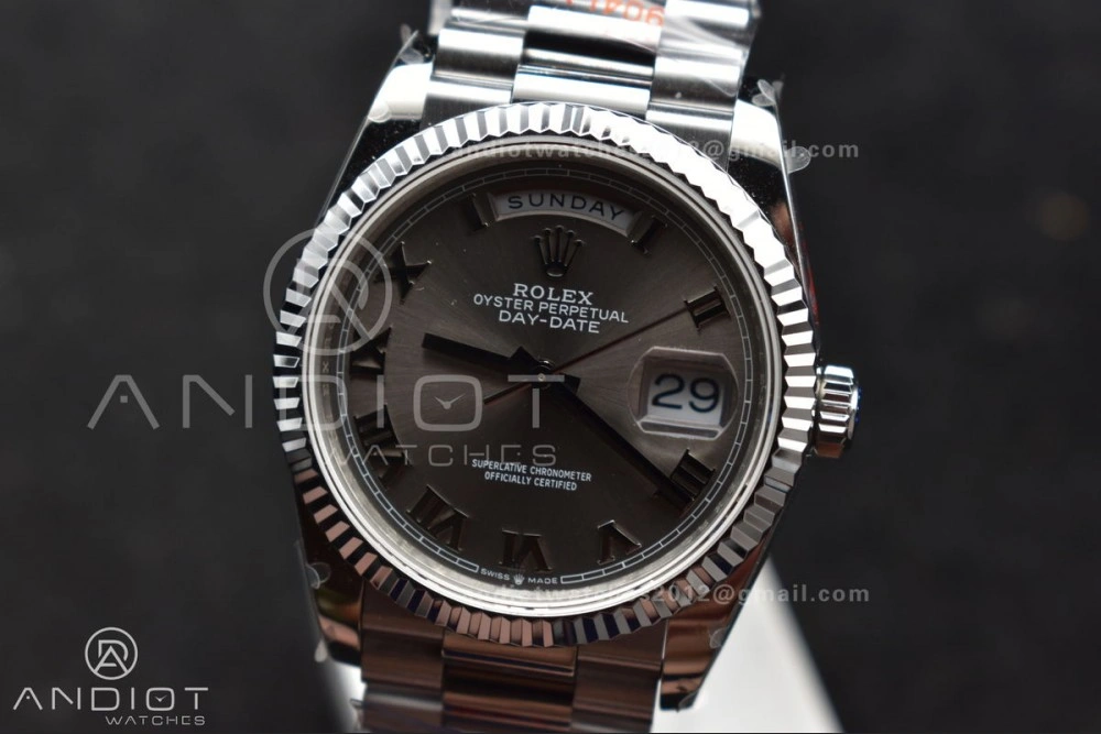 Efficient DayDate 36 SS QF Best Edition 904L Steel Grey Roman Dial on President Bracelet vr3255 V5 (Gain Weight) 684