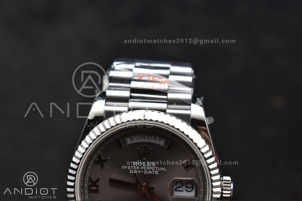 Efficient DayDate 36 SS QF Best Edition 904L Steel Grey Roman Dial on President Bracelet vr3255 V5 (Gain Weight) 684