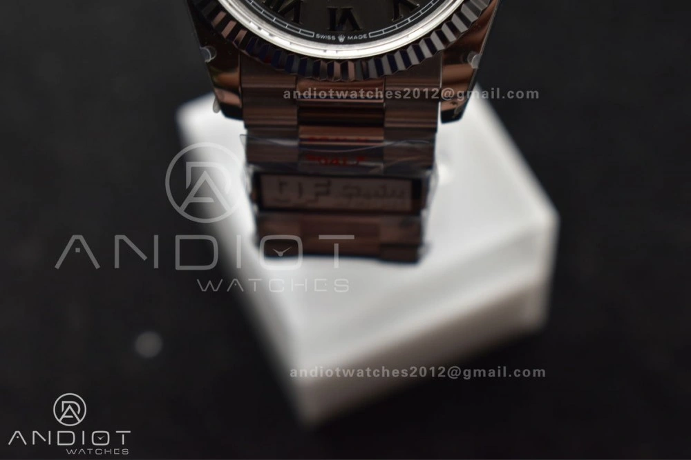 Efficient DayDate 36 SS QF Best Edition 904L Steel Grey Roman Dial on President Bracelet vr3255 V5 (Gain Weight) 684