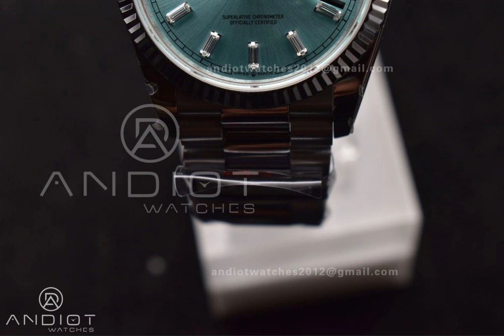DayDate 36 SS QF Best Edition 904L Steel Light Blue Dial with Stick Diamond on President Bracelet vr3255 V5 (Gain Weight) NewStyle 682