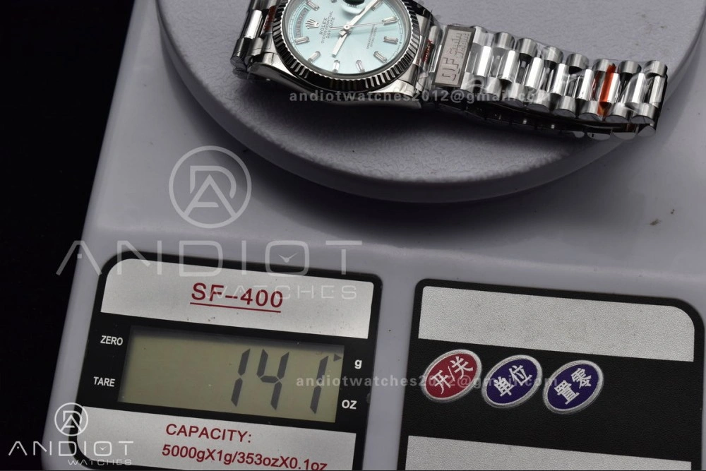 DayDate 36 SS QF Best Edition 904L Steel Light Blue Dial with Stick Diamond on President Bracelet vr3255 V5 (Gain Weight) NewStyle 682