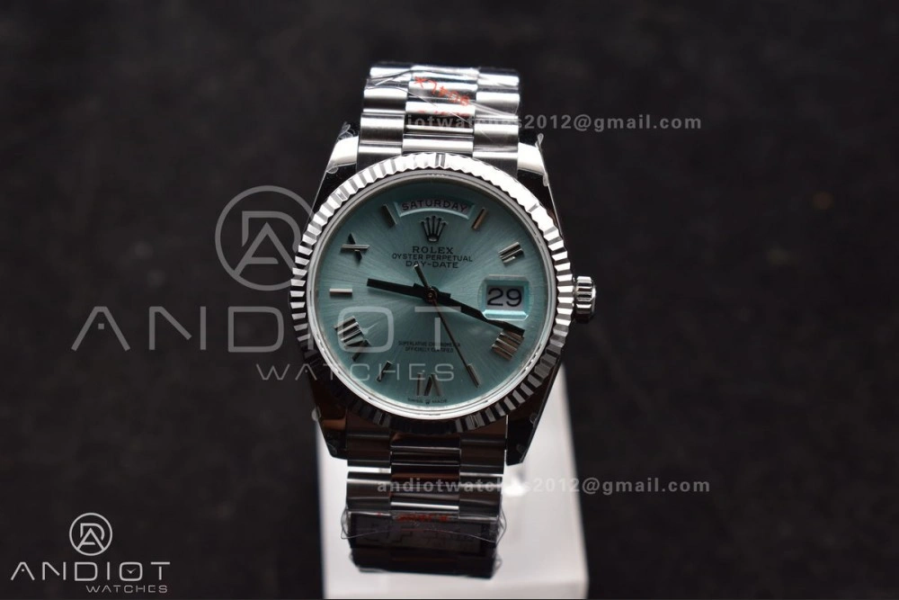 DayDate 36 SS QF Best Edition 904L Steel Light Blue Roman Dial on President Bracelet vr3255 V5 (Gain Weight) HighQuality 685