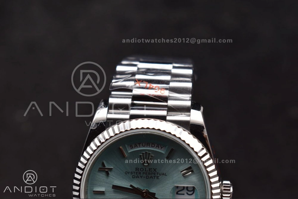 DayDate 36 SS QF Best Edition 904L Steel Light Blue Roman Dial on President Bracelet vr3255 V5 (Gain Weight) HighQuality 685