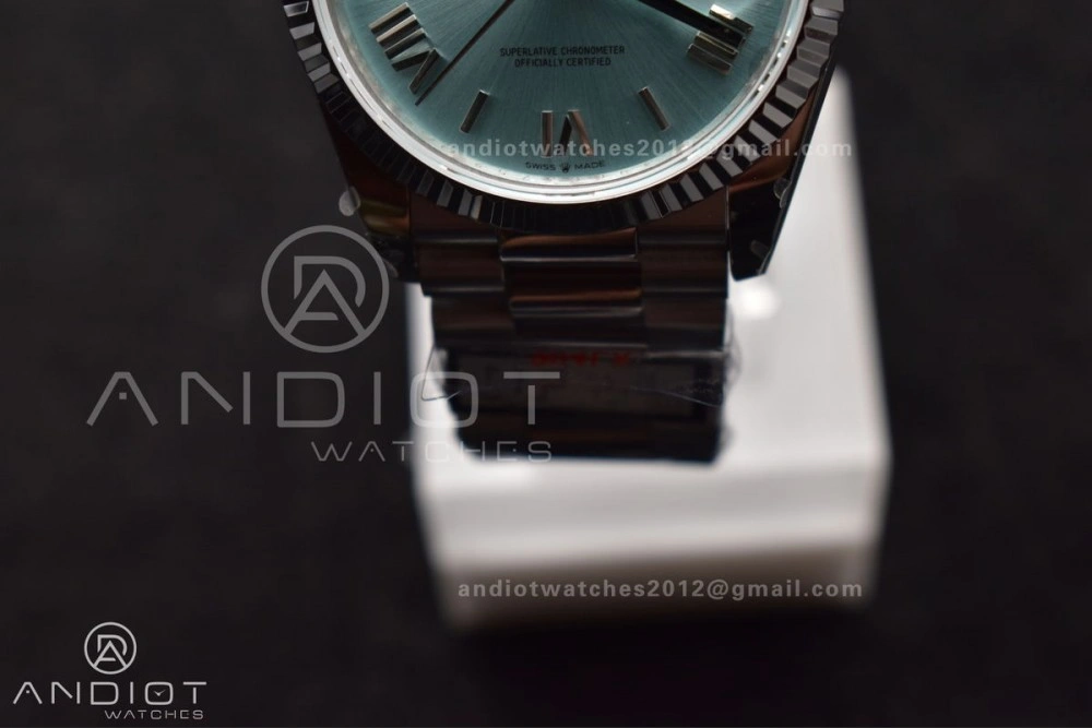 DayDate 36 SS QF Best Edition 904L Steel Light Blue Roman Dial on President Bracelet vr3255 V5 (Gain Weight) HighQuality 685