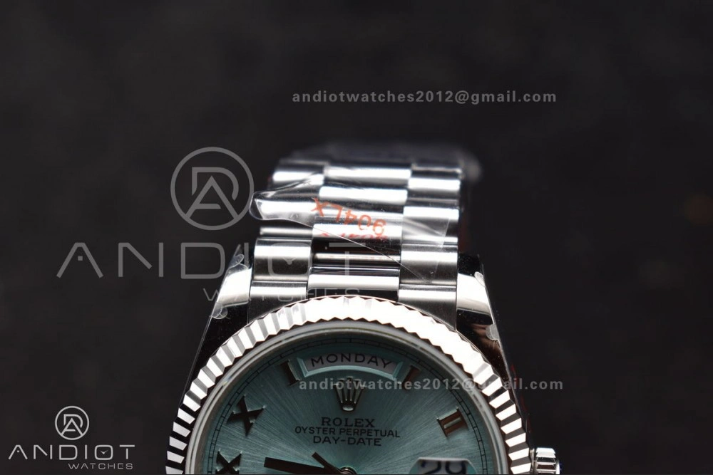EyeCatching DayDate 36 SS QF Best Edition 904L Steel Light Blue Roman Dial on President Bracelet vr3255 V5 (Gain Weight) 689