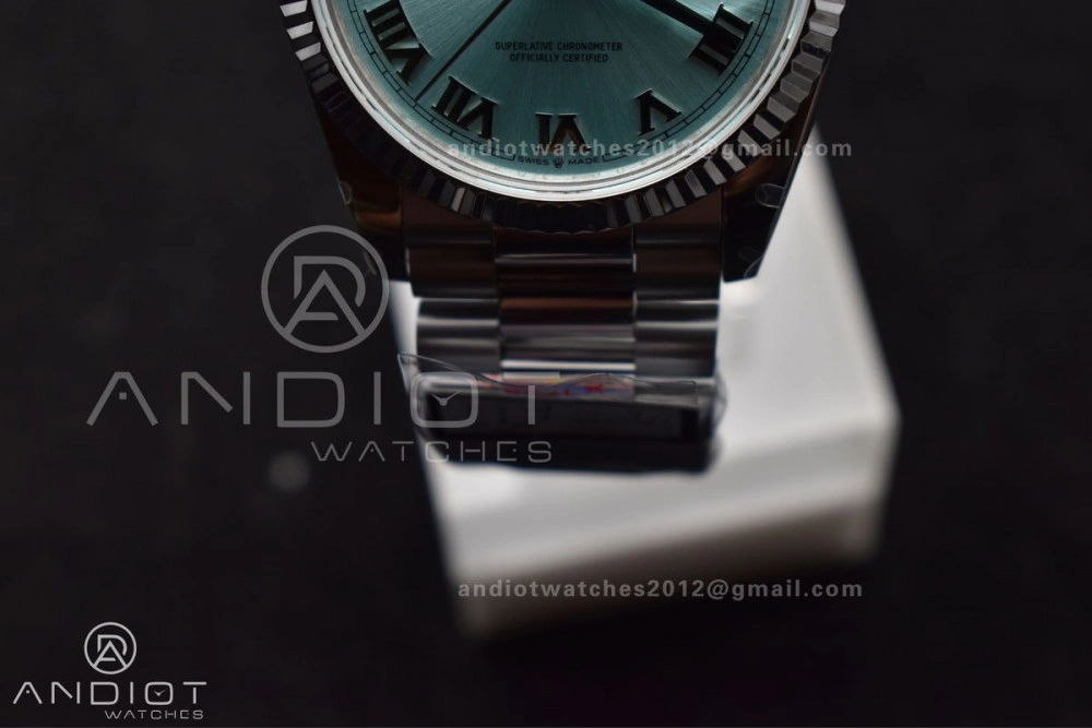 EyeCatching DayDate 36 SS QF Best Edition 904L Steel Light Blue Roman Dial on President Bracelet vr3255 V5 (Gain Weight) 689