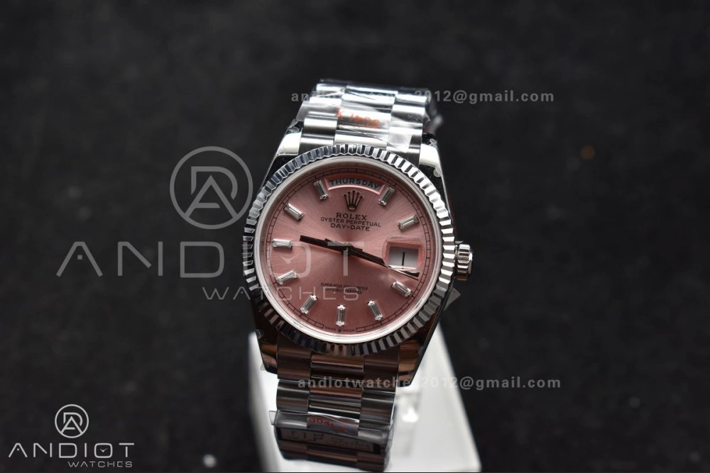 DayDate 36 SS QF Best Edition 904L Steel Pink Diamond Dial on President Bracelet vr3255 V5 (Gain Weight) OnTrend 687