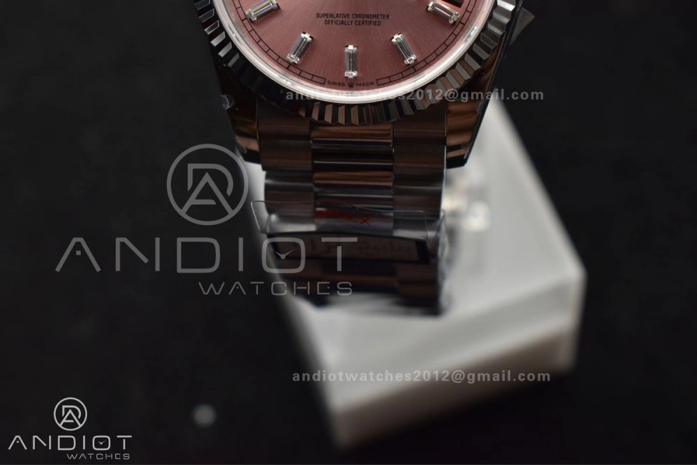 DayDate 36 SS QF Best Edition 904L Steel Pink Diamond Dial on President Bracelet vr3255 V5 (Gain Weight) OnTrend 687