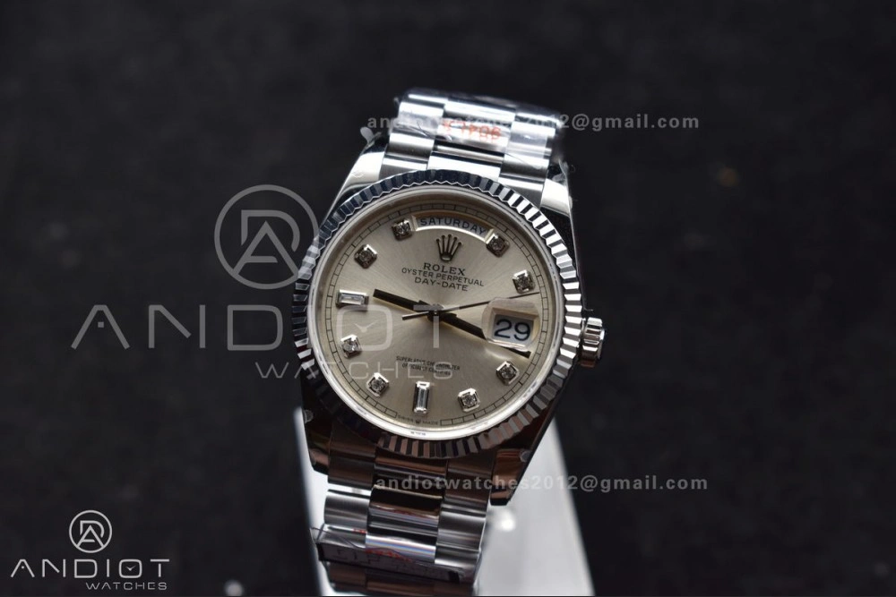 Breathable DayDate 36 SS QF Best Edition 904L Steel Silver Diamond Dial on President Bracelet vr3255 V5 (Gain Weight) 690