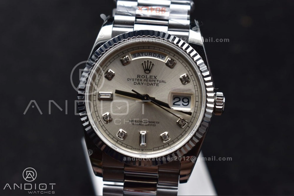 Breathable DayDate 36 SS QF Best Edition 904L Steel Silver Diamond Dial on President Bracelet vr3255 V5 (Gain Weight) 690